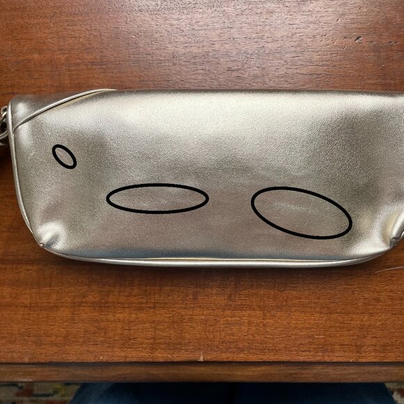 Metallic Gold Faux Leather Wristlet Clutch with Bow – Evening / Holiday Bag - Picture 8 of 8